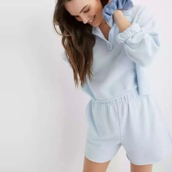 Aerie Fleece of Mind Cropped Polo Sweatshirt Size Medium - Picture 2 of 6